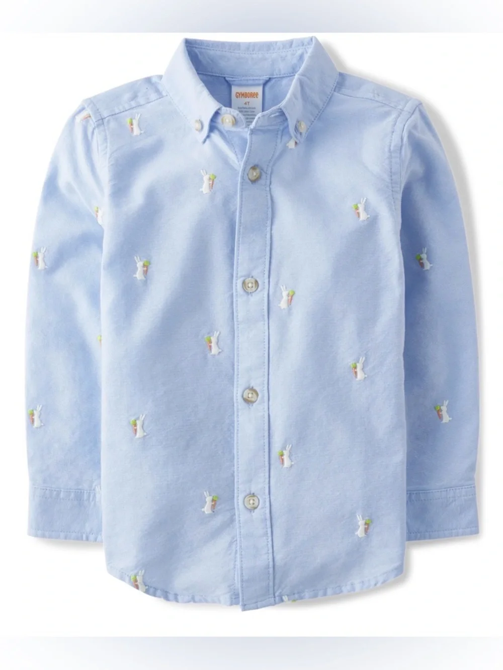 Gymboree Boys Light Blue Oxford Shirt with Bunny Embroidery